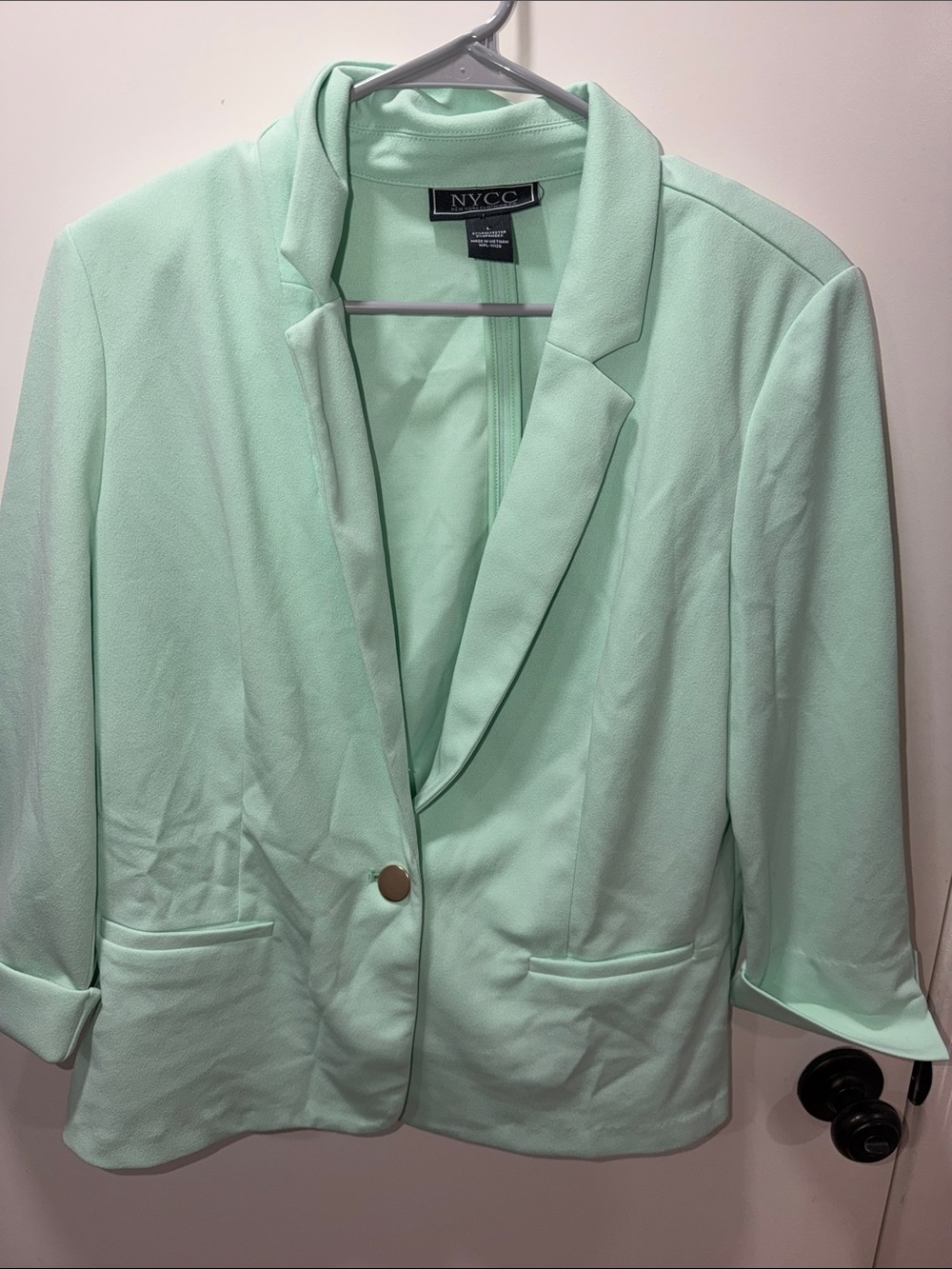 New York & Company Mint Green Single-Button Blazer